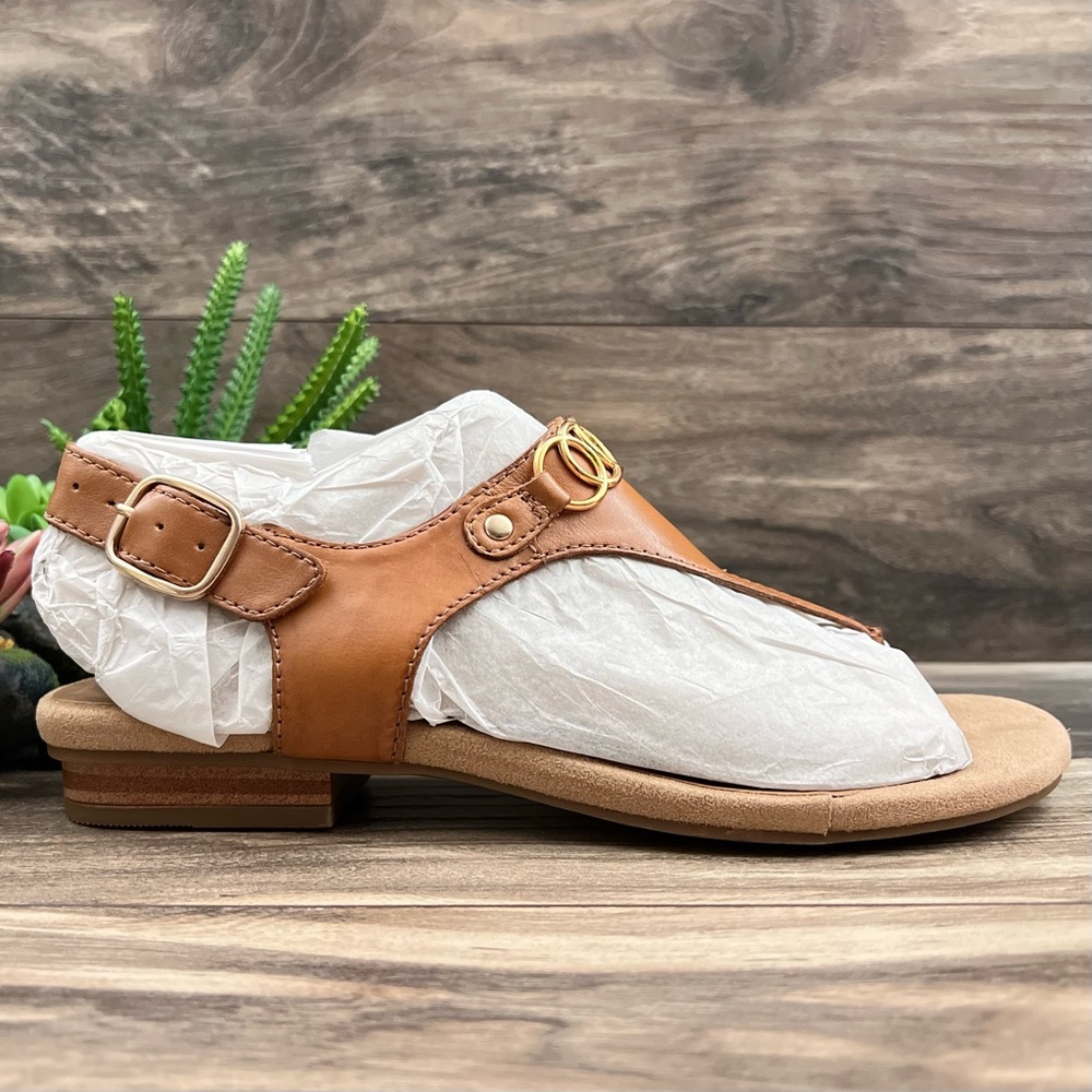 NIB Earth Origins Mendy Leather Thong Sandal Saddle 9M 40.5 - Picture 5 of 12